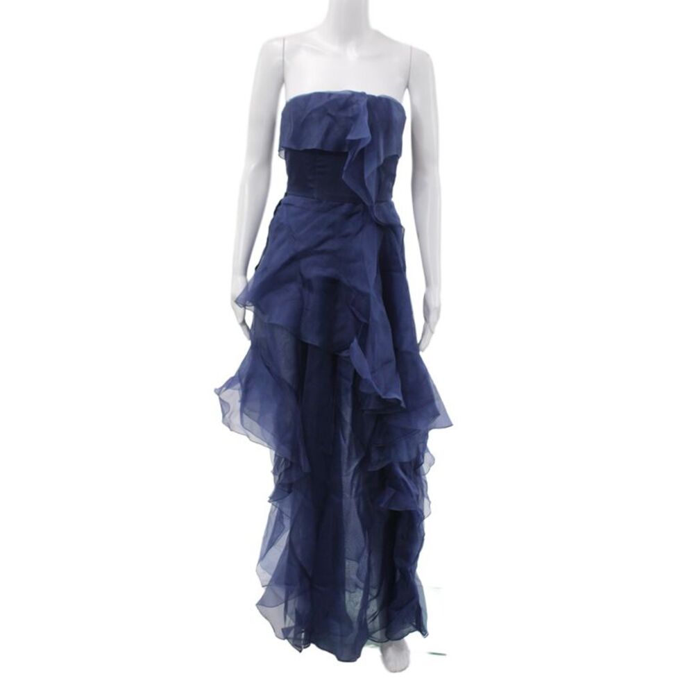 J. Mendel Women Maxi Silk Nylon Sleeveless Dark Blue Dress Size 2